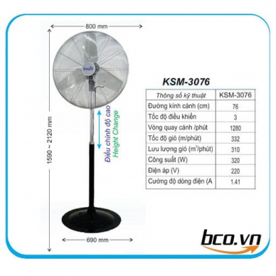 Quạt đứng công nghiệp Dasin KSM–3076